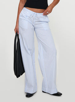 Collied Low Rise Pants Blue / White Stripe High Rise Pants Pants 
