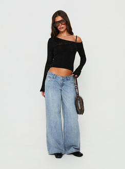 Picco Ultra Low Rise Wide Leg Jeans Light Blue Wash Petite