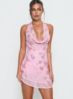 Longer Daylight Cowl Halter Romper Pink