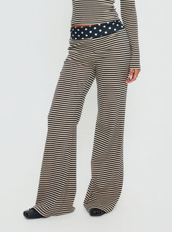 back view of model wearing Princess Polly Virenna Fold Over Pants Black Multi Mid Rise Pants 