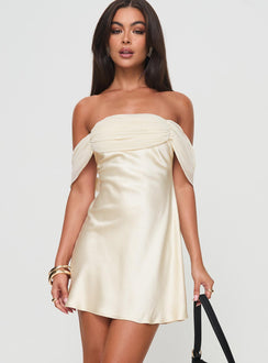 front view of model wearing Princess Polly Adoration Mini Dress Cream 