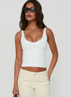 Daily Define V Neck Tank Top White