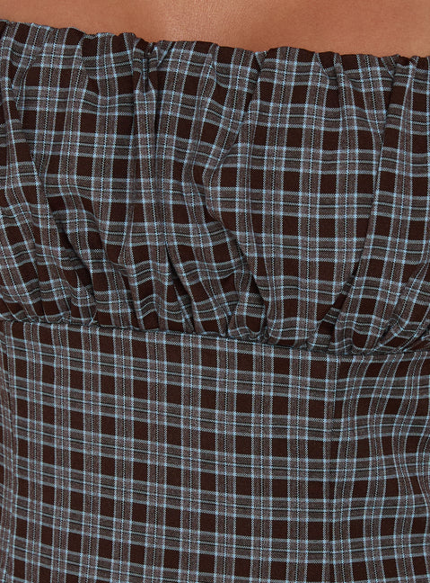 Donnamarie Mini Dress Brown Check