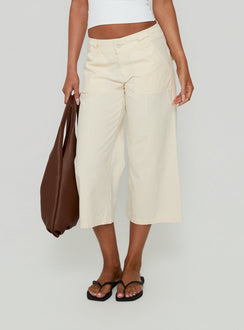 Miska Wide Leg Capri Pants Off White
