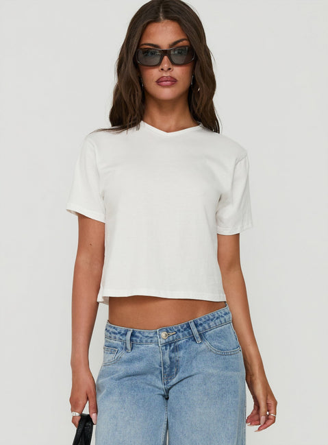 Dealia High V Boxy Tee White