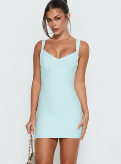 Justina Bandage Mini Dress Pastel Blue
