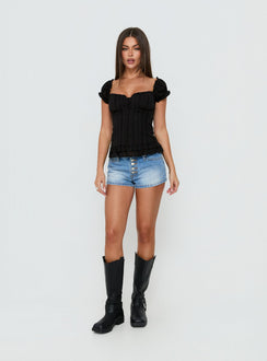 Suiter Frill Detail Top Black