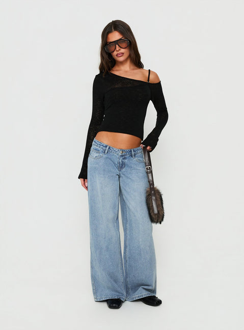 Rosca Layered Long Sleeve Top Black