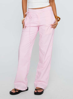front view of model wearing Princess Polly Destini Tie Up Pant Pink Pants 