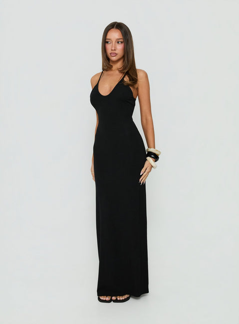 Pasita Halter Tie Up Maxi Dress Black