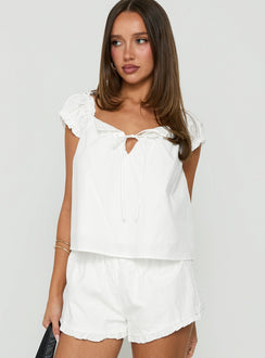 Luceah Tie Detail Babydoll Top White