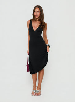 Jordunn Sleeveless Asymmetrical Midi Dress Charcoal