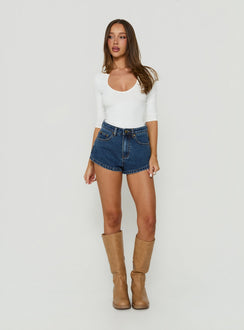 Vivie High Rise Micro Short Indigo Blue