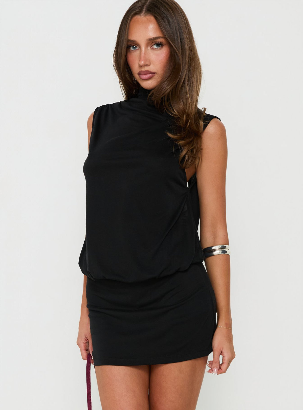 Adisonn High Neck Backless Playsuit Black