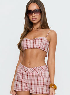 Kosi Micro Crop Bra Top Pink Check
