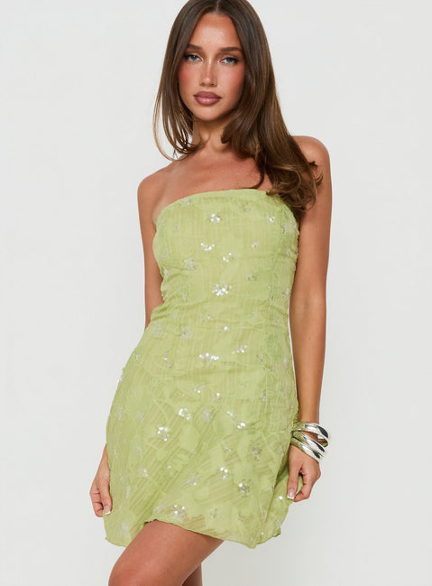Elorra Strapless Mini Dress Green