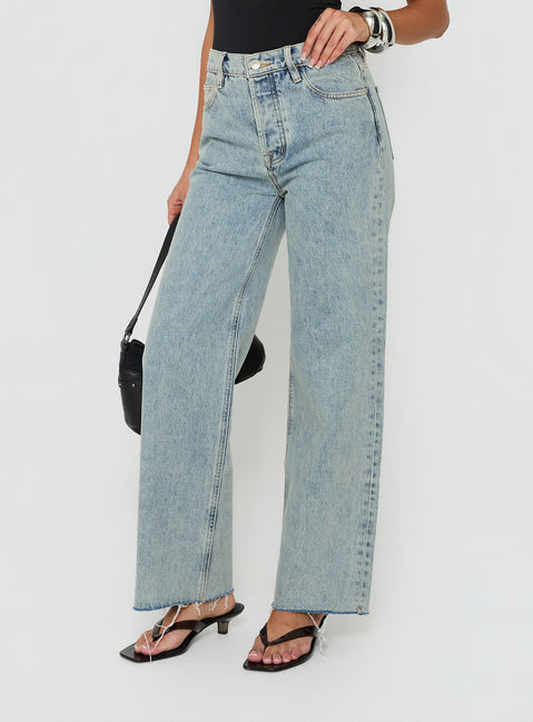 Fawcett High Rise Straight Leg Jeans Light Blue Wash