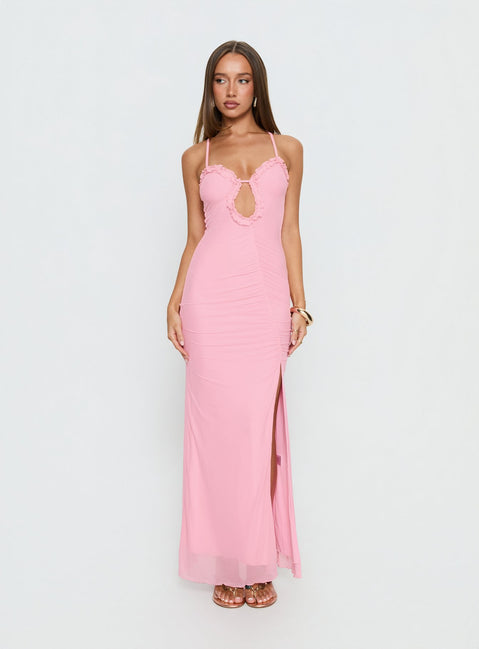 Soulina Ruched Maxi Dress Pink