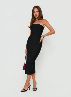 Eastonn Strapless Bandage Midi Dress Black