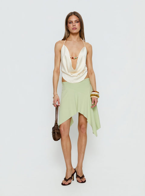   front view of model wearing Princess Polly Daelen Waterfall Midi Skirt Mint Midi Skirts Skirts 