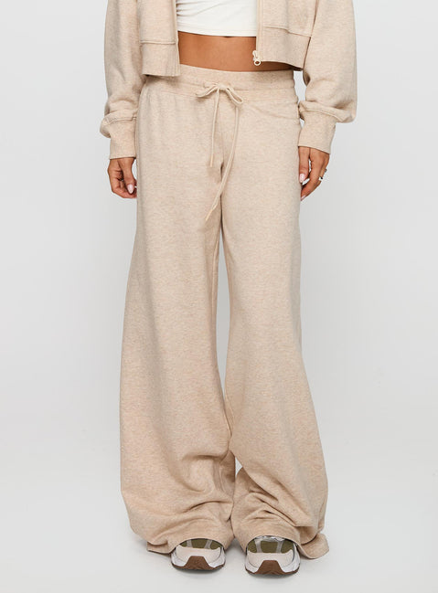 side view of model wearing Princess Polly Mindful Low Rise Pant Oat Marle 