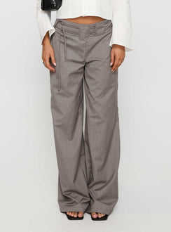 back view of model wearing Princess Polly Just Have Fun Wide Leg Pant Grey Tall High Waisted Pants 
