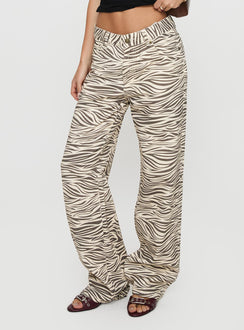 back view of model wearing Princess Polly Top Model Jean Zebra Mid Rise 