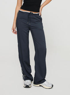 back view of model wearing Princess Polly Maranie Pants Navy/ White High Waisted Pants 