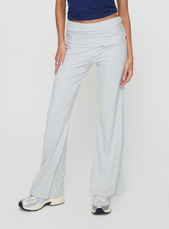 back view of model wearing Princess Polly Aire Ruched Pants Grey High Waisted Pants 
