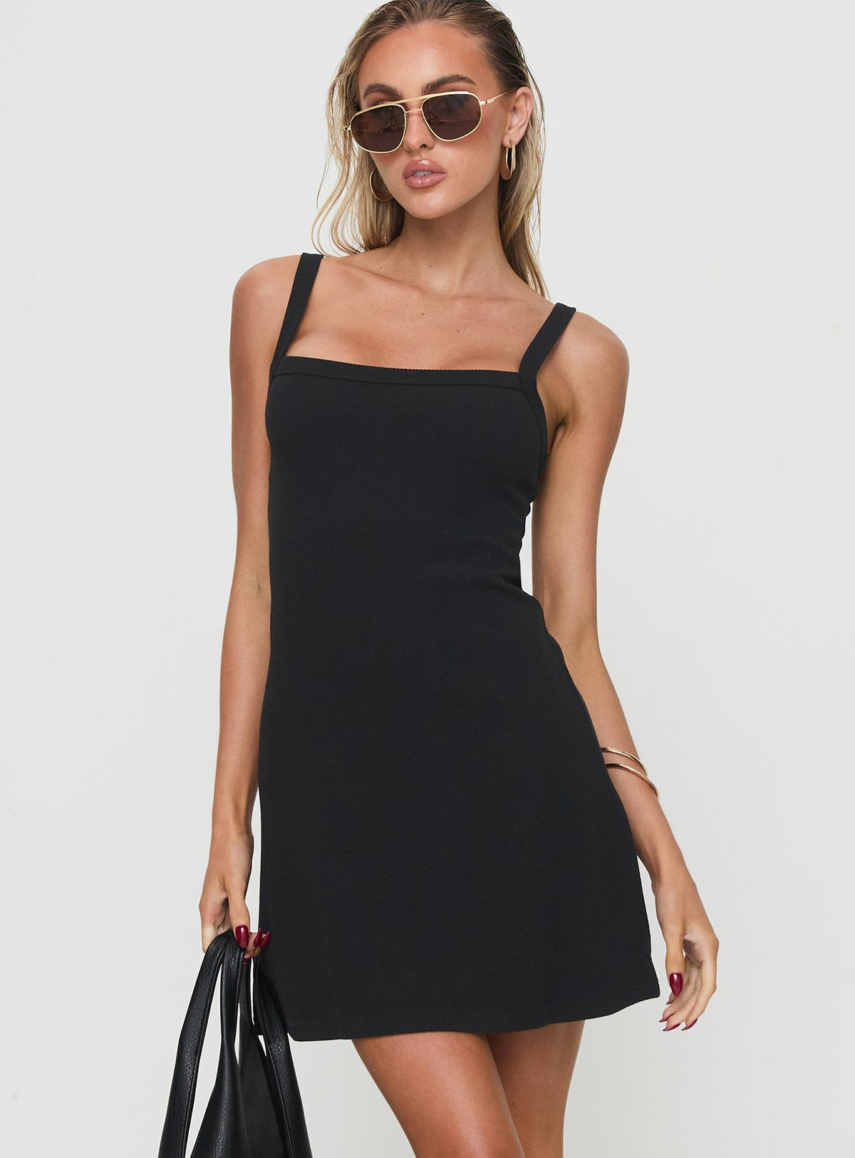 product Princess Polly Asymmetric Neckline  De Santis Mini Dress Black