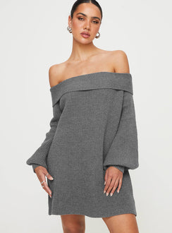 product Princess Polly High Neck  Deya Off The Shoulder Mini Dress Grey