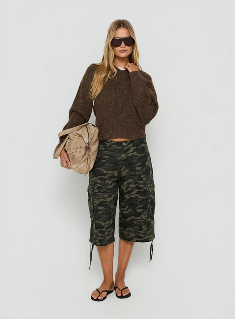 Zoelina Knit V Neck Sweater Brown