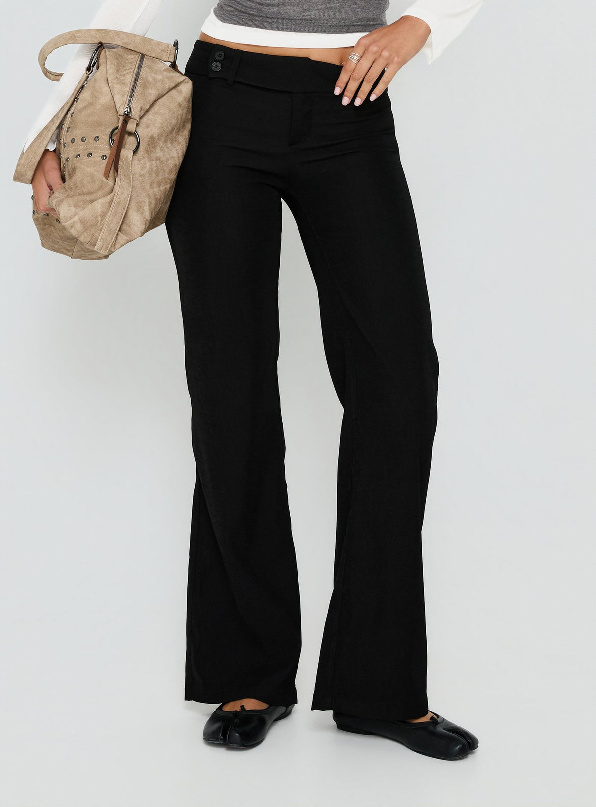 Jordanna Belted Straight Pants Black