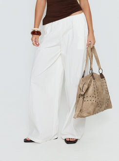 back view of model wearing Princess Polly Lunea Concealed Waistband Pants White Low Rise Pants 