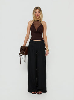 Zuree Layered Cowl Neck Top Brown