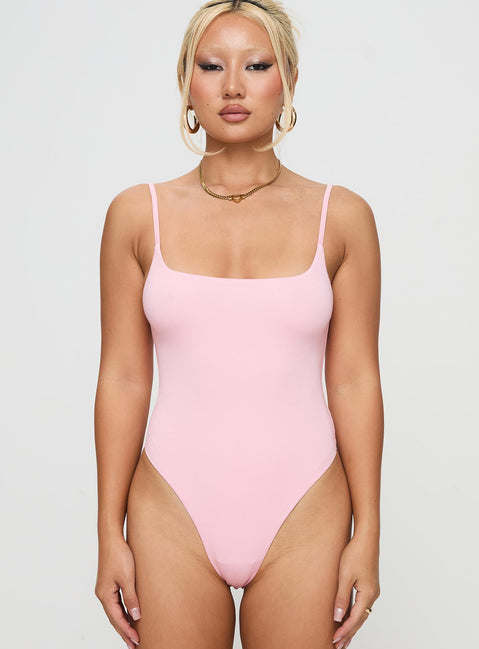 front view of model wearing Princess Polly Sweet Life Bodysuit Pink Sleeveless 