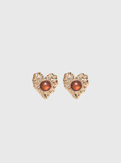 Living Easy Heart Earrings Gold