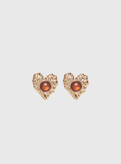 Living Easy Heart Earrings Gold
