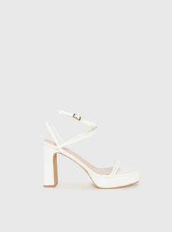 Tessie Ankle Strap Heels Matte White