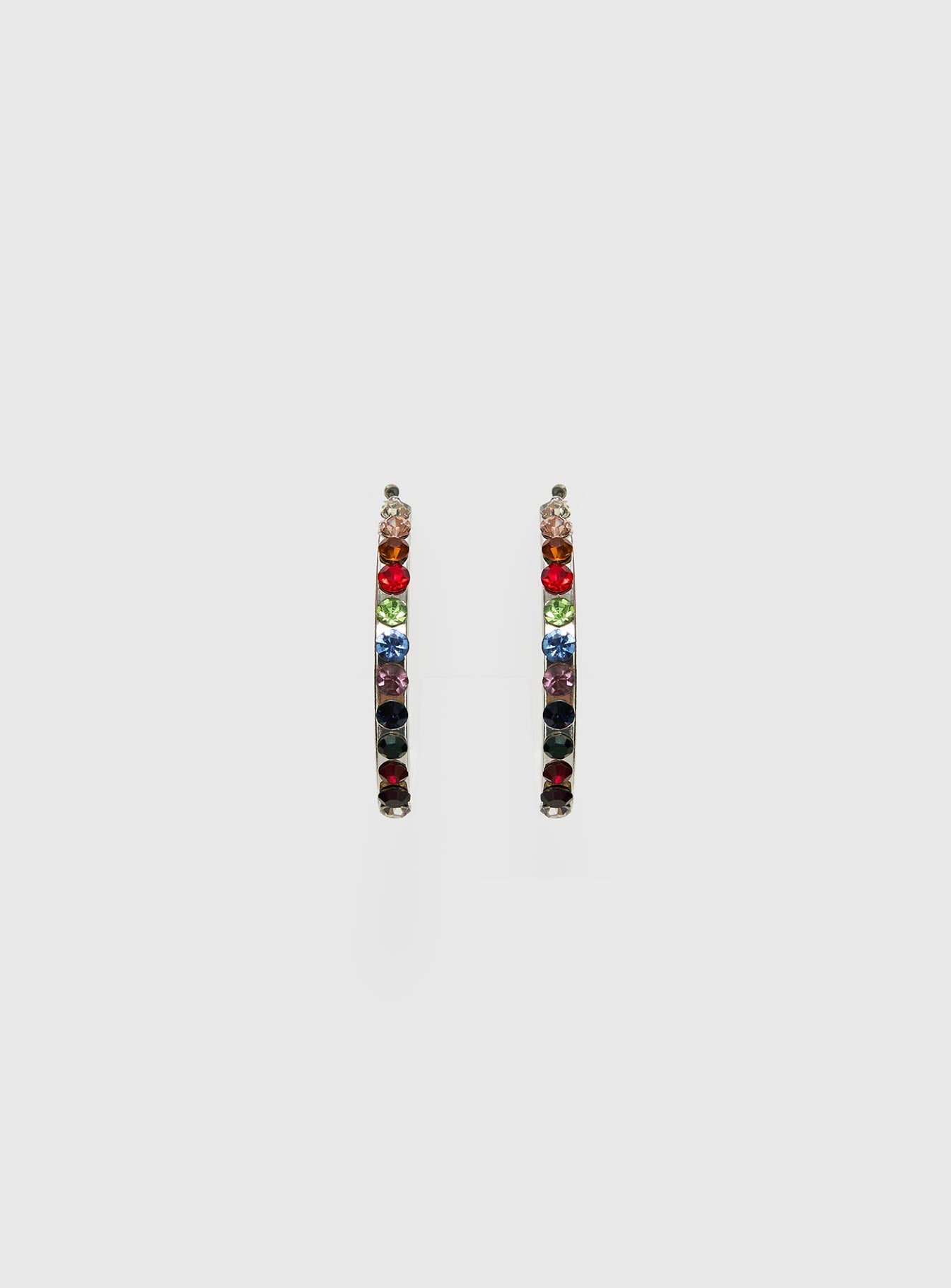 Leanah Gemstone Hoop Earrings Silver