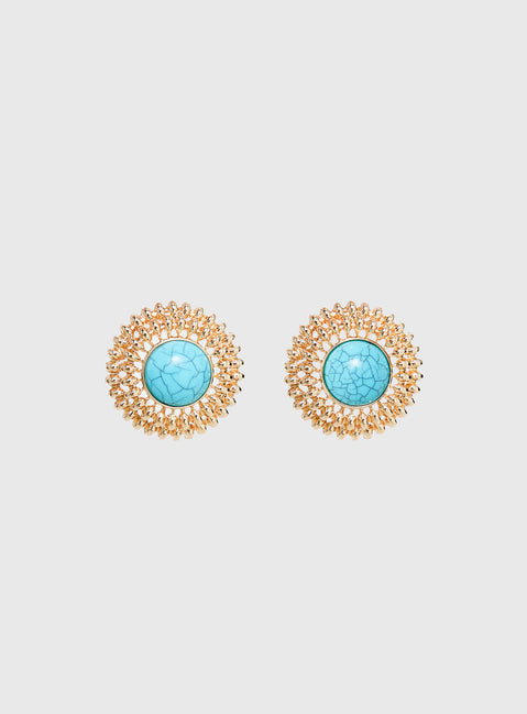 Sipriane Statement Earrings Gold / Turquoise