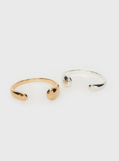 Chunky mixed metals bracelet pack silver and gold