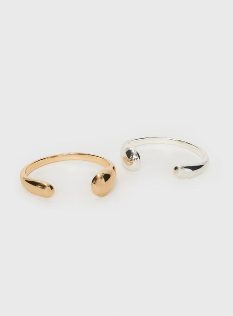 Chunky mixed metals bracelet pack silver and gold
