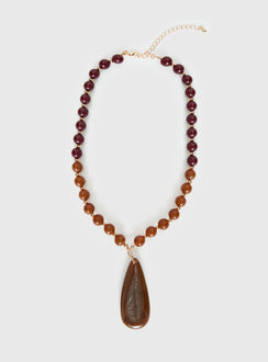 Sugar Storm Beaded Pendant Necklace Brown