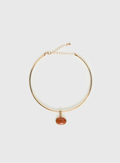 Tiera Gemstone Pendant Necklace Gold