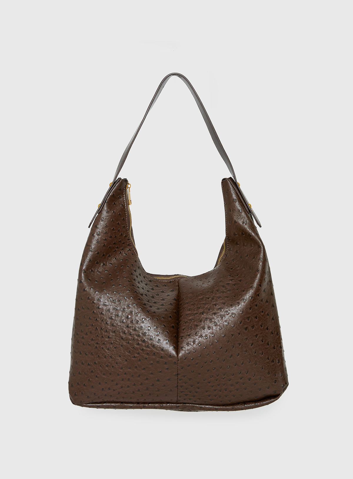 Colter Faux Leather Textured Shoulder Bag Brown