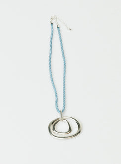 Necklace Fabric chain Silver toned pendant Lobster clasp fastening