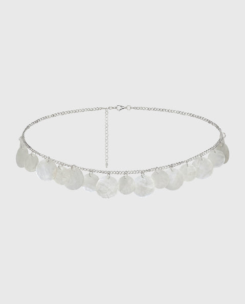 Chasing Sunsets Shell Detail Belt Silver