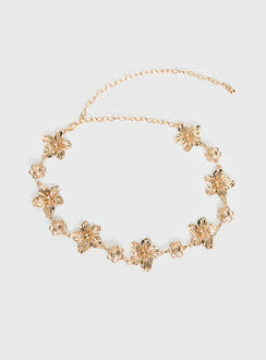 Orvena Floral Chain Belt Gold