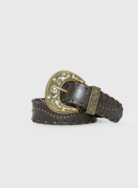 Jacklin Woven Belt Brown / Gold